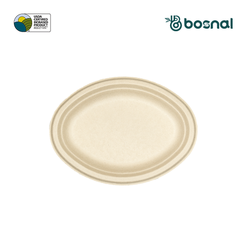 10 Inch Oval Bagasse Compostable Plates