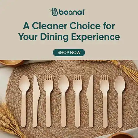 Bosnal compostable cutlery collection.