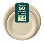 10 Inch & 7 Inch Round Plates, 100% Plant-Based Sugarcane Bagasse, Compostable, Microwave Safe, Eco-Friendly Disposable Plates
