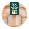 Palm Leaf Biodegradable 10" Round Plates and 4" Square Plates Combo (25 Plates each), Eco-Friendly, Compostable, Bamboo-Wood Style, Durable & Restaurant-Grade Alternative to Paper Plates