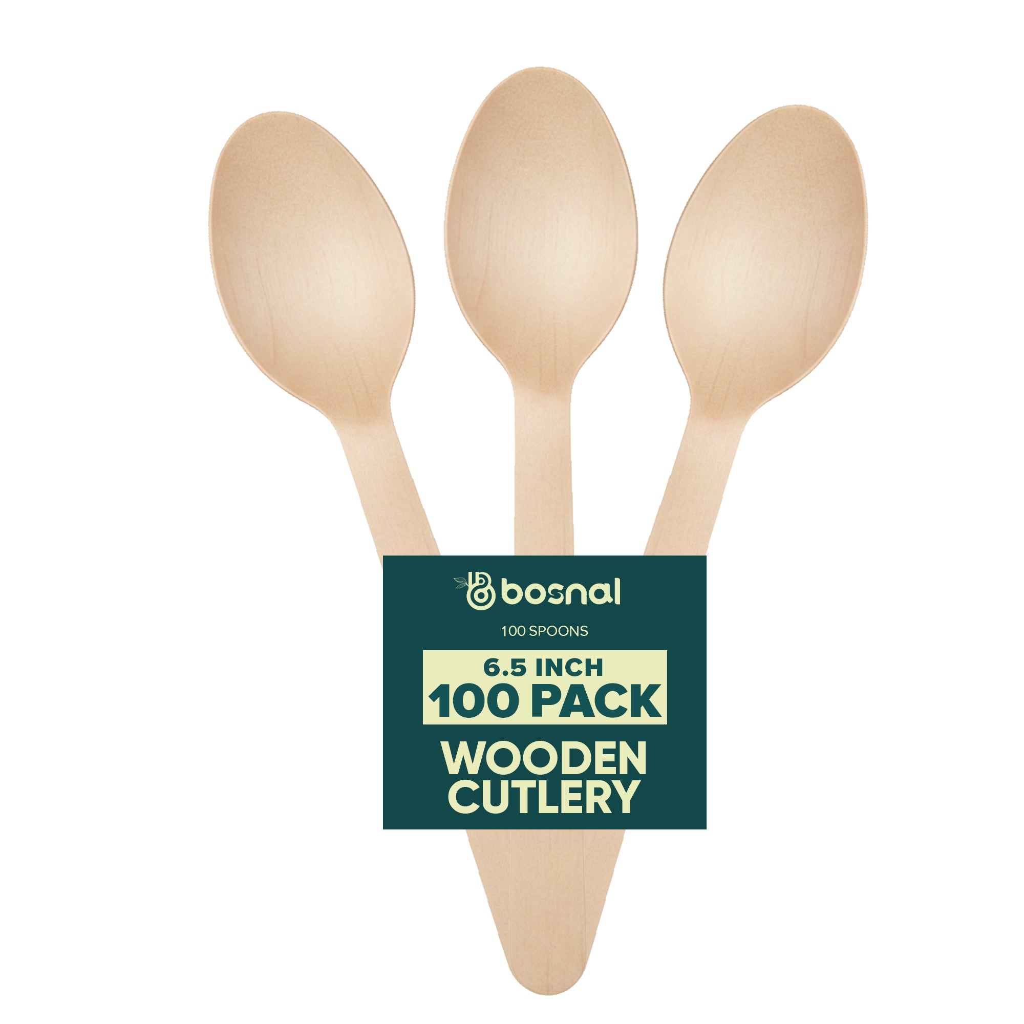 BOSNAL Wooden Disposable Spoons - 100 pcs, Made from 100% Natural Wood image 1
