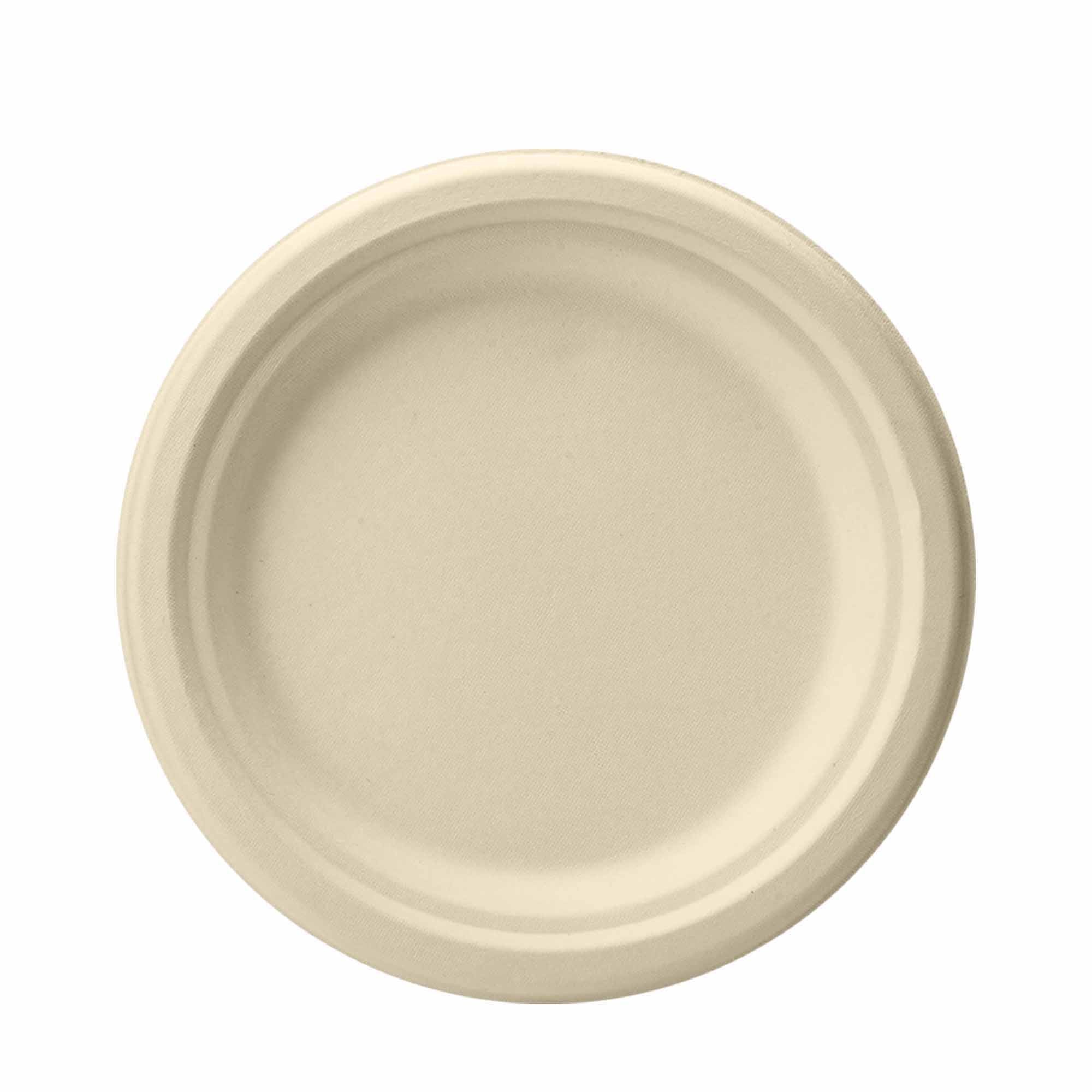 BOSNAL 7 Inch Round Compostable Plates, 100% Plant-Based Sugarcane Bagasse, Eco-Friendly Disposable Plates for Hot & Cold Meals, Microwave Safe, BPA-Free, Durable & Leak-Resistant