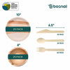 Palm Leaf Biodegradable 10" Round Plates, 6" Bowl and Cutlery Combo (25 Plates, 25 Bowls, 50 Forks, 25 Spoons, 25 Knives), Eco-Friendly, Compostable, Bamboo-Wood Style, Durable & Restaurant-Grade