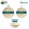 BOSNAL 10 inch & 7 inch Round Plates with 32 oz Bowls – 100% Plant-Based Sugarcane Bagasse, Eco-Friendly Disposable Dinnerware for Hot & Cold Meals, Microwave Safe, Compostable, Durable & Sustainable