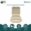 Bosnal 9 Inch 3-Compartment Compostable Clamshell, Case of 8 (200 Pcs) – Eco-Friendly Wholesale Pack