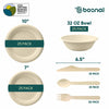 BOSNAL 10 inch & 7 inch Round Plates with 32 oz Bowls & Cutlery – 100% Plant-Based Sugarcane Bagasse, Eco-Friendly Disposable Dinnerware for Hot & Cold Meals, Microwave Safe, Durable & Compostable