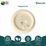 8 oz Cup Compostable Lids 500 Pcs, 100% Sugarcane Bagasse, Eco-Friendly, Plastic-Free, Secure Fit for Hot & Cold Drinks