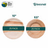 Palm Leaf Biodegradable 10" Round Plates and 9.5" Soup Bowl Combo (25 Plates, 25 Bowls), Eco-Friendly, Compostable, Bamboo-Wood Style, Durable & Restaurant-Grade Alternative to Paper Plates
