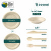 BOSNAL 10 inch & 7 inch Round Plates with 16 oz Bowls & Cutlery – 100% Plant-Based Sugarcane Bagasse, Eco-Friendly Disposable Dinnerware for Hot & Cold Meals, Microwave Safe, Durable & Compostable