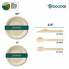 BOSNAL 10 inch & 7 inch Round Plates with Cutlery – 100% Plant-Based Sugarcane Bagasse, Eco-Friendly Disposable Dinnerware for Hot & Cold Meals, Microwave Safe, Durable & Compostable