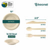 BOSNAL 10 Inch Round Plates with 16 oz Bowls & Cutlery – 25 Plates, 25 Bowls, 25 Spoons, 25 Knives & 50 Forks, 100% Plant-Based Sugarcane Bagasse, Eco-Friendly, Compostable, Microwave Safe & Durable