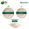 BOSNAL 10 inch & 7 inch Round Plates with 16 oz Bowls – 100% Plant-Based Sugarcane Bagasse, Eco-Friendly Disposable Dinnerware for Hot & Cold Meals, Microwave Safe, Compostable, Durable & Sustainable