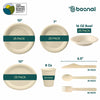 BOSNAL 10 inch & 7 inch Round Plates, 10 inch Oval Plates, 16 oz Bowls & 8 oz Cups with Cutlery – 100% Plant-Based Sugarcane Bagasse, Eco-Friendly, Compostable, Microwave Safe, Durable Dinnerware Set