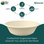32 Oz Round Sugarcane Bagasse Compostable Bowls, Eco-Friendly Disposable Bowls, Microwave Safe, BPA-Free, Leak-Resistant