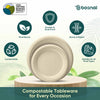 BOSNAL 10 inch and 7 inch Round Plates – 100% Plant-Based Sugarcane Bagasse, Eco-Friendly Disposable Plates for Hot & Cold Meals, Microwave Safe, Compostable, Durable & Sustainable
