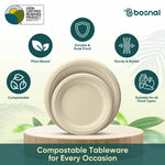 10 Inch & 7 Inch Round Plates, 100% Plant-Based Sugarcane Bagasse, Compostable, Microwave Safe, Eco-Friendly Disposable Plates