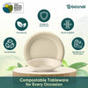 BOSNAL 10 Inch Round Plates with 16 oz Bowls – 25 Plates, 25 Bowls,100% Plant-Based Sugarcane Bagasse, Eco-Friendly Disposable Dinnerware for Hot & Cold Meals, Microwave Safe