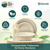 BOSNAL 10 inch & 7 inch Round Plates with 32 oz Bowls & Cutlery – 100% Plant-Based Sugarcane Bagasse, Eco-Friendly Disposable Dinnerware for Hot & Cold Meals, Microwave Safe, Durable & Compostable