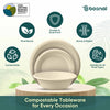 BOSNAL 10 inch & 7 inch Round Plates with 32 oz Bowls – 100% Plant-Based Sugarcane Bagasse, Eco-Friendly Disposable Dinnerware for Hot & Cold Meals, Microwave Safe, Compostable, Durable & Sustainable