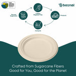 10 Inch Round Compostable Plates – 500 Pcs, 100% Sugarcane Bagasse, Eco-Friendly Disposable Plates for Hot & Cold Meals, Microwave Safe, BPA-Free, Sturdy