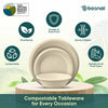 BOSNAL 10 inch & 7 inch Round Plates with 16 oz Bowls – 100% Plant-Based Sugarcane Bagasse, Eco-Friendly Disposable Dinnerware for Hot & Cold Meals, Microwave Safe, Compostable, Durable & Sustainable