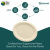 BOSNAL 10 Inch Compostable Oval Plates, 100% Plant-Based Sugarcane Bagasse, Eco-Friendly Disposable Plates for Hot & Cold Food, Microwave Safe, Compostable, Durable & Sustainable