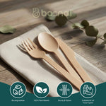Disposable Wooden Cutlery Set 150 Pieces, Smooth Mongolian Wood Spoons, Forks & Knives, Plastic-Free, BPA-Free for Parties & Catering