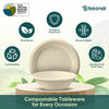 BOSNAL 10 Inch Round Plates with 32 oz Bowls – 25 Plates, 25 Bowls,100% Plant-Based Sugarcane Bagasse, Eco-Friendly Disposable Dinnerware for Hot & Cold Meals, Microwave Safe