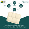BOSNAL 5-Compartment Compostable Food Trays, 100% Plant-Based Sugarcane Bagasse, Eco-Friendly Disposable Lunch Trays for Hot & Cold Meals, Microwave Safe, Compostable, Durable & Sustainable