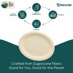 10 Inch Oval Compostable Plates – 500 Pcs, 100% Sugarcane Bagasse, Eco-Friendly Disposable Plates, Microwave Safe, BPA-Free, Sturdy