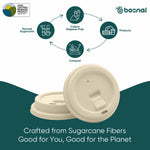 8 oz Cup Compostable Lids 500 Pcs, 100% Sugarcane Bagasse, Eco-Friendly, Plastic-Free, Secure Fit for Hot & Cold Drinks