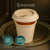 BOSNAL 8 oz Compostable Cups with Lids, 100% Plant-Based Sugarcane Bagasse, Eco-Friendly Disposable Cups for Hot & Cold Drinks, Microwave Safe, Compostable, Sustainable & Sturdy