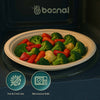 BOSNAL 10 Inch Compostable Round Plates, 100% Plant-Based Sugarcane Bagasse, Eco-Friendly Disposable Plates for Hot & Cold Food, Microwave Safe, Compostable, Durable & Sustainable