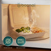 Bosnal 9 Inch 3-Compartment Compostable Clamshell, Case of 8 (200 Pcs) – Eco-Friendly Wholesale Pack