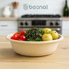 BOSNAL 32 oz Compostable Round Bowls, 100% Plant-Based Sugarcane Bagasse, Eco-Friendly Disposable Bowls for Hot & Cold Foods, Microwave Safe, Compostable, Sturdy & Sustainable