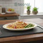 10 Inch Oval Compostable Plates – 500 Pcs, 100% Sugarcane Bagasse, Eco-Friendly Disposable Plates, Microwave Safe, BPA-Free, Sturdy