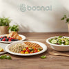 BOSNAL 10 inch & 7 inch Round Plates with 16 oz Bowls & Cutlery – 100% Plant-Based Sugarcane Bagasse, Eco-Friendly Disposable Dinnerware for Hot & Cold Meals, Microwave Safe, Durable & Compostable