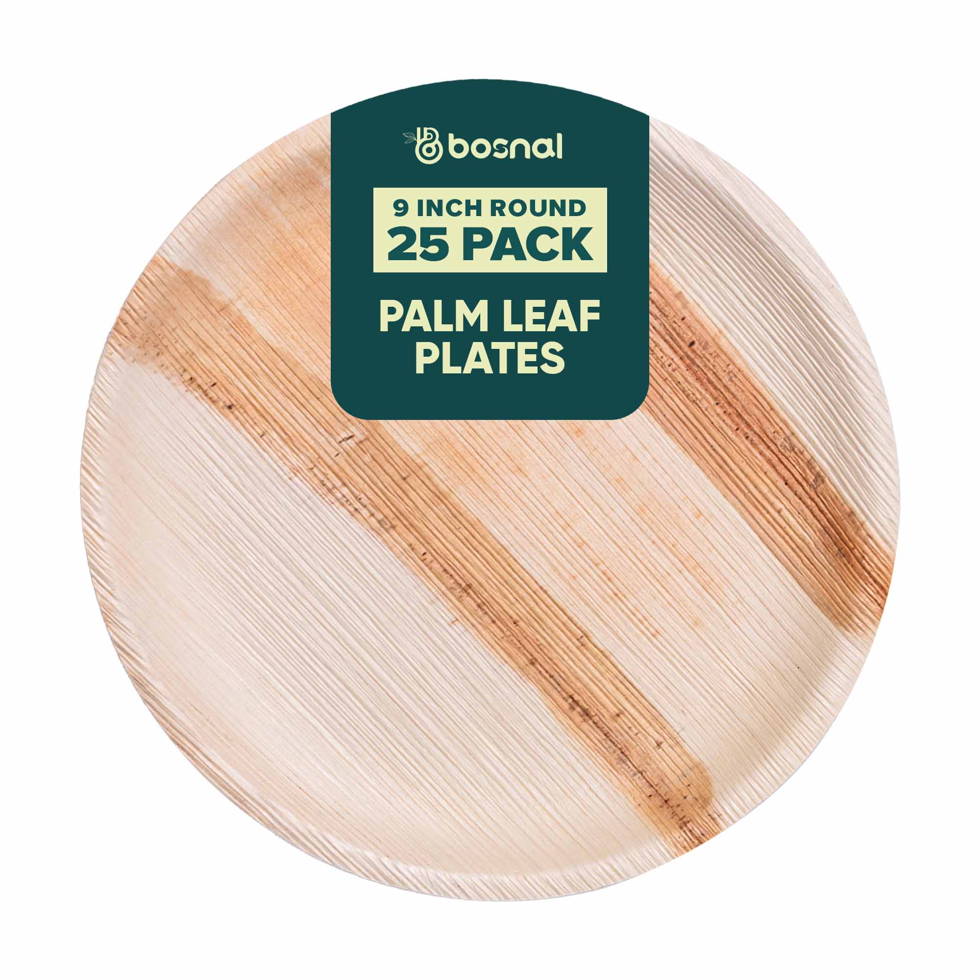 Bosnal - Palm Leaf Biodegradable Plates, 9 inch, Round image 1