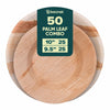 Palm Leaf Biodegradable 10" Round Plates and 9.5" Soup Bowl Combo (25 Plates, 25 Bowls), Eco-Friendly, Compostable, Bamboo-Wood Style, Durable & Restaurant-Grade Alternative to Paper Plates