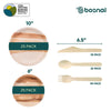 BOSNAL Palm Leaf Biodegradable 10" & 6" Round Plates and Cutlery Combo (25 Each Plates, 50 Forks, 25 Spoons, 25 Knives), Eco-Friendly, Compostable, Bamboo-Wood Style, Durable & Restaurant-Grade