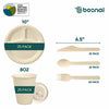 BOSNAL 3 Compartment Round Plate & 8 oz Cups & Cutlery – 100% Plant-Based Sugarcane Bagasse, Eco-Friendly Disposable Dinnerware for Hot & Cold Meals, Microwave Safe, Compostable, Durable & Sustainable