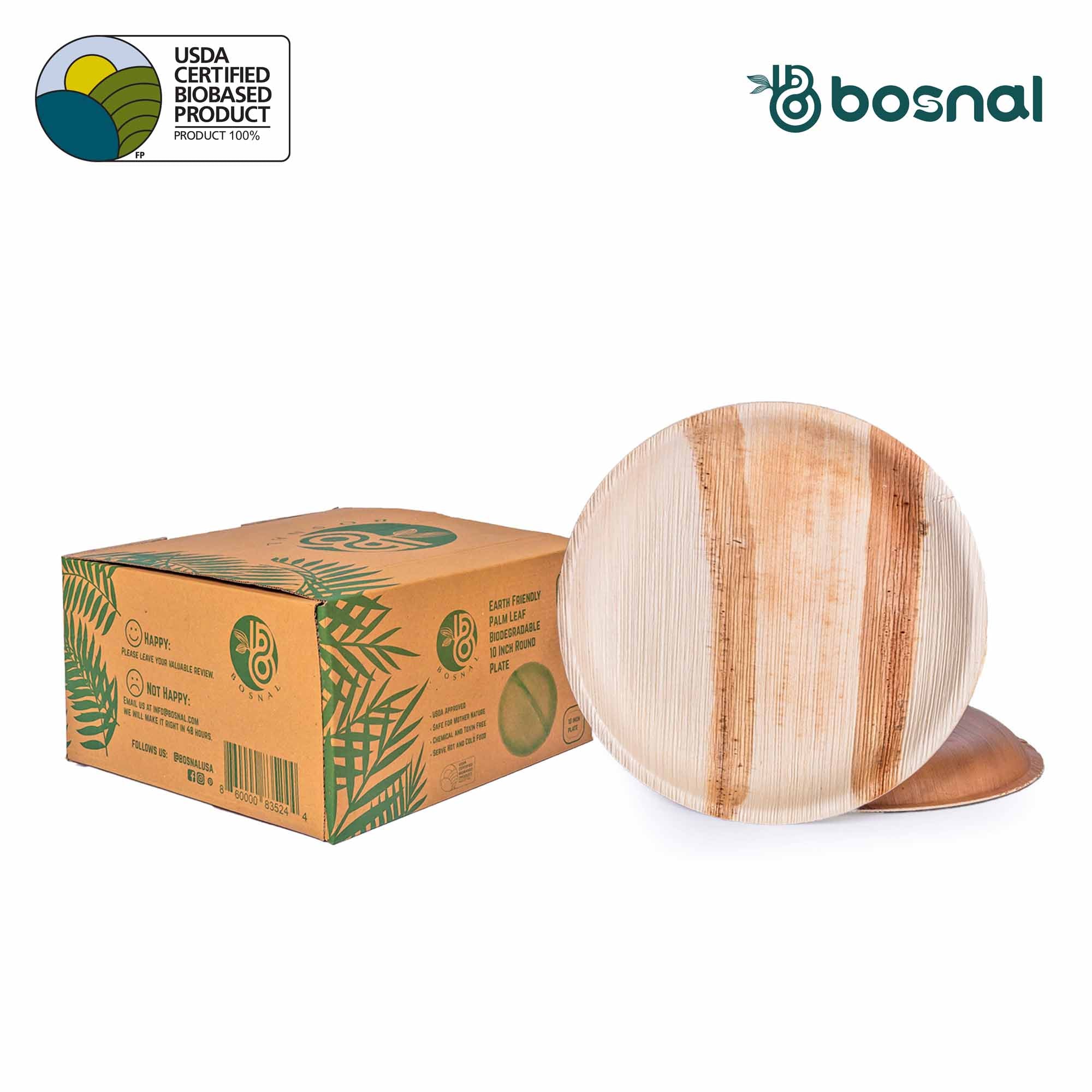 Bosnal - Palm Leaf Biodegradable Plates, 9 inch, Round