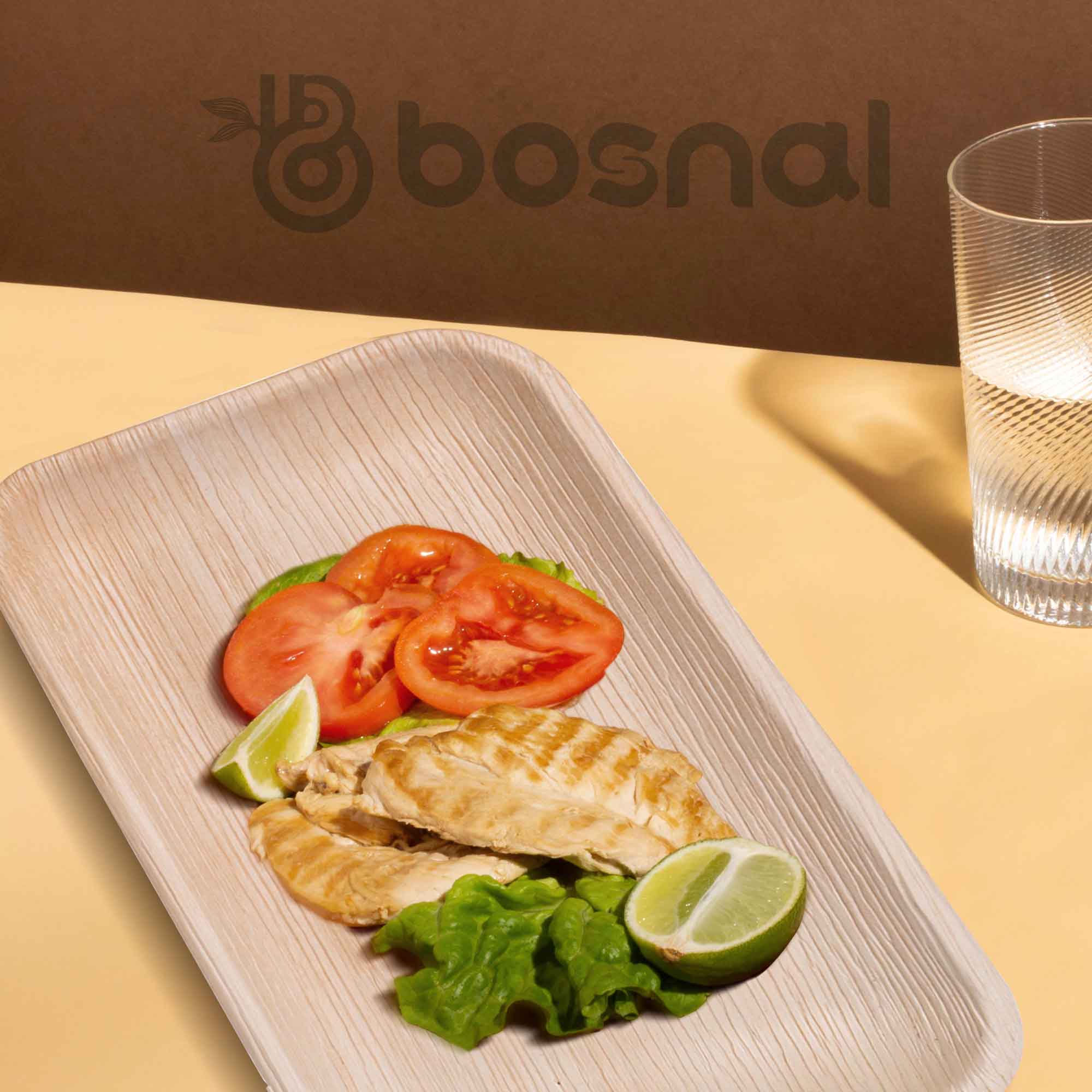 Palm Leaf Biodegradable Plates, 9 x 6 inch Rectangle - 25 Pcs | Bosnal