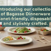 Introducing Bosnal’s bagasse dinnerware collection, showcasing disposable plates, bowls, cups, and compartment trays and highlighting their features and benefits